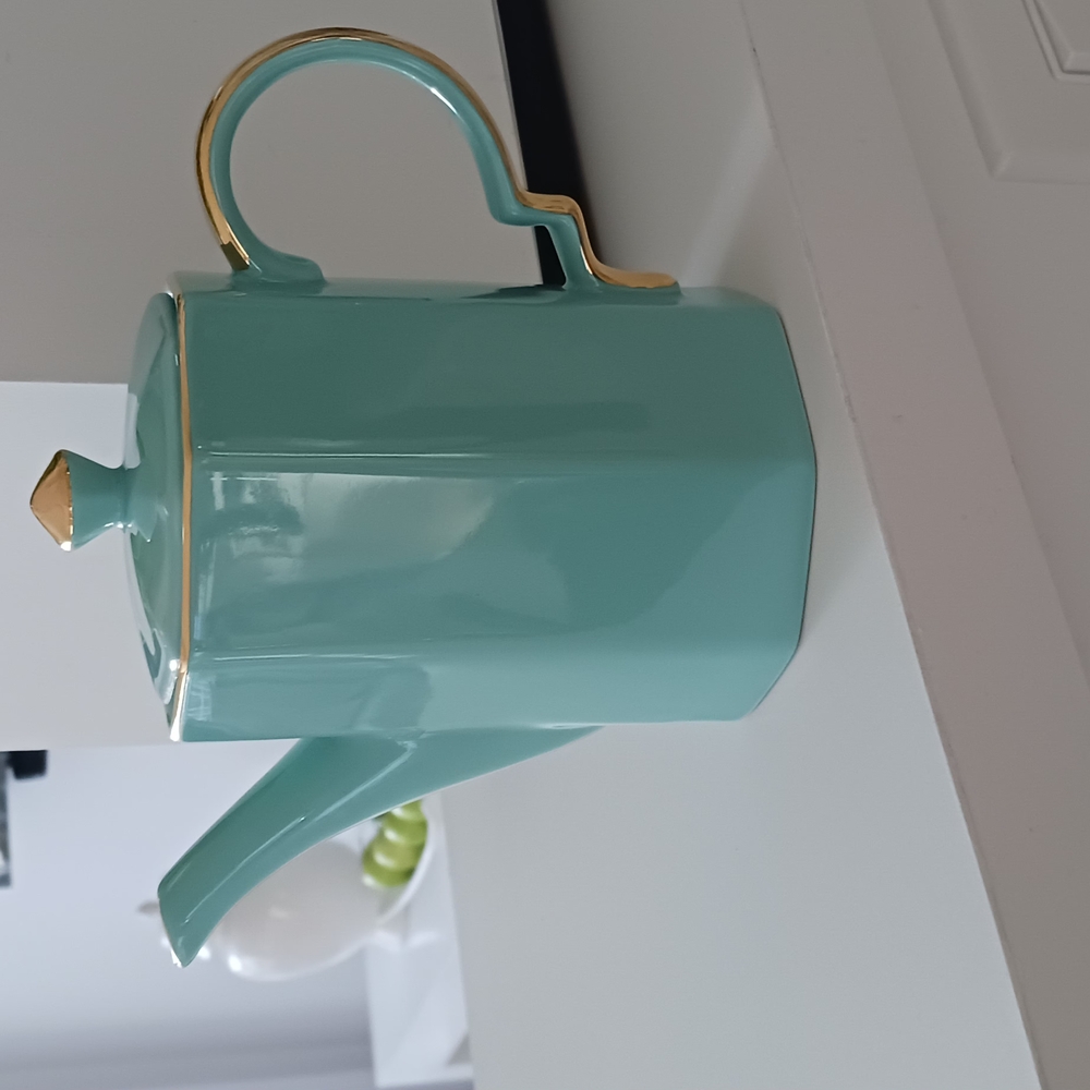 Elegant Teal Teapot with Gold Accents